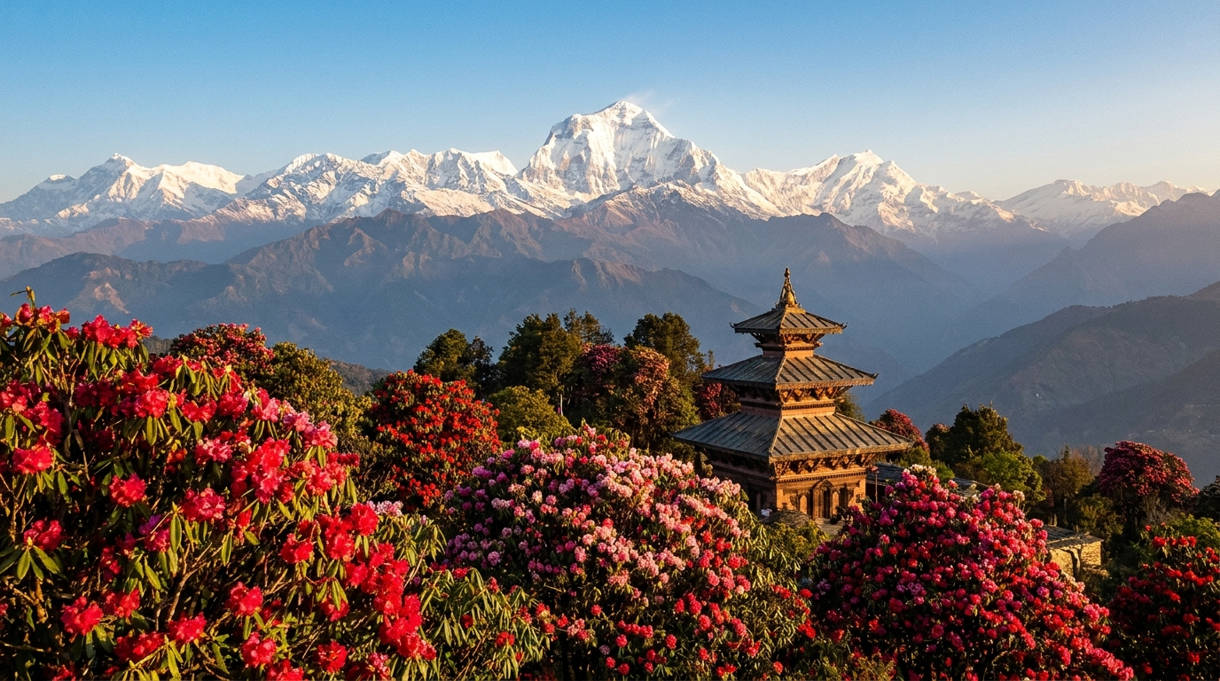 Kathmandu cityscape with mountains